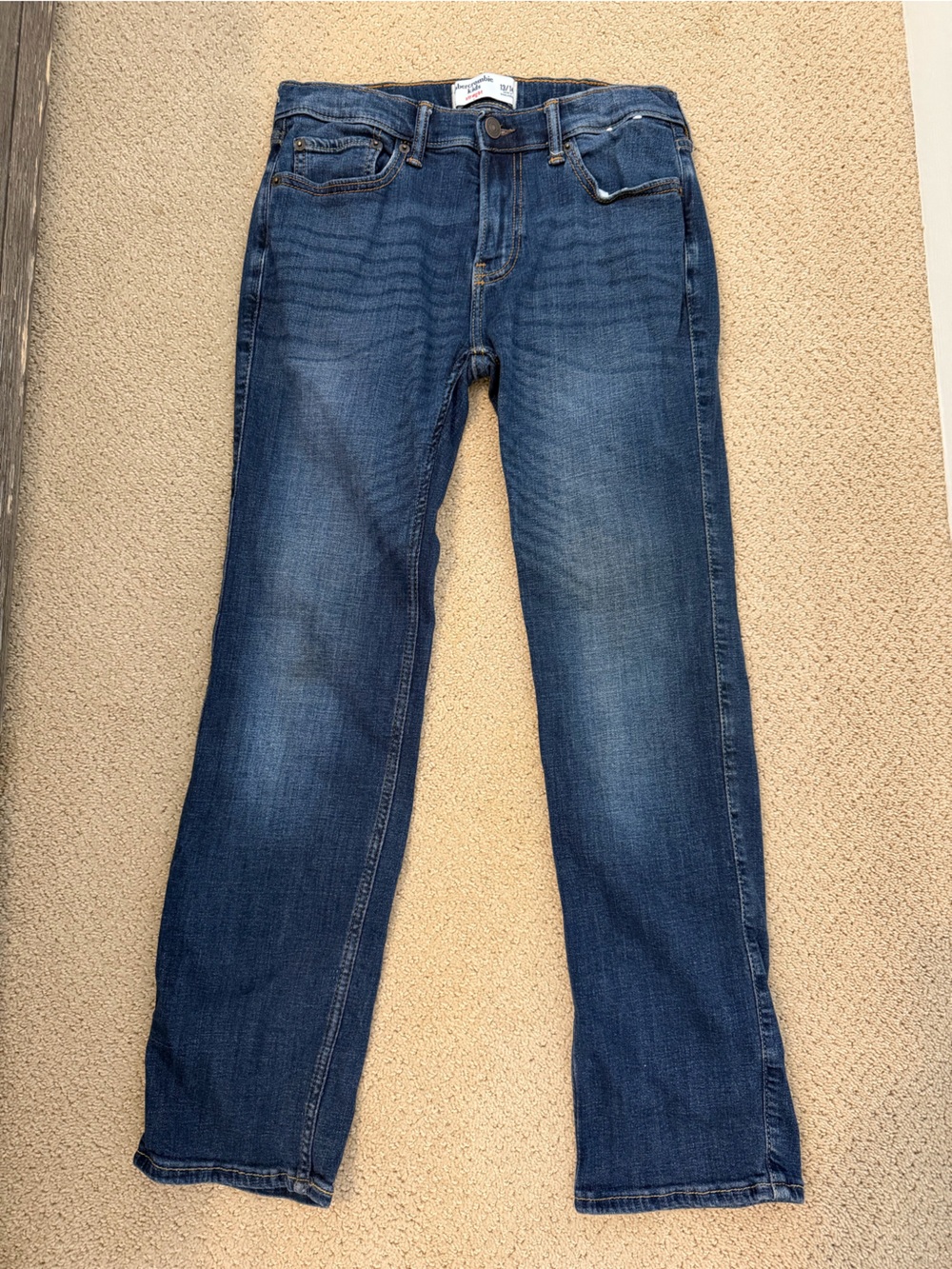 abercrombie kids boys juniors dark blue denim jeans 13/14 Straight